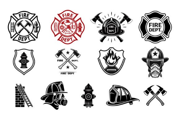 Download Heroic Firefighter Badge Icon Set - Set Collection