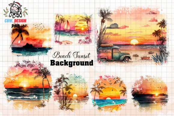 Download Beach Sunset Watercolor Collection - Set Collection