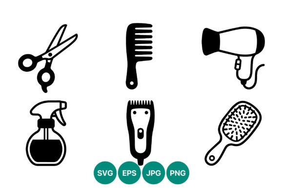Download Hair Salon Tools Icon Set Black White - Set Collection