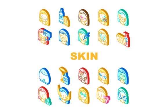 Download Facial Skin Care and Treatment Icons Set - Set Collection