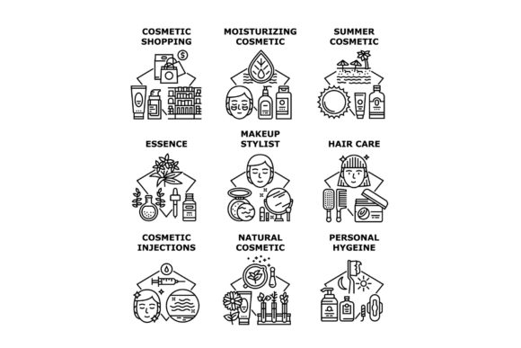 Download Cosmetic Hygiene Set Icons Vector - Set Collection