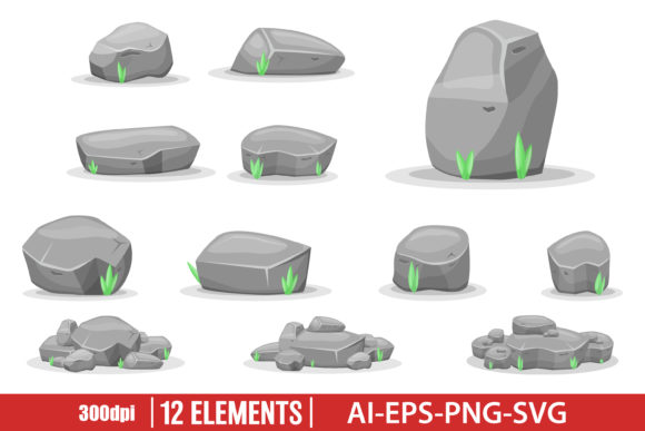 Download Boulder Stones Clipart Set - Set Collection