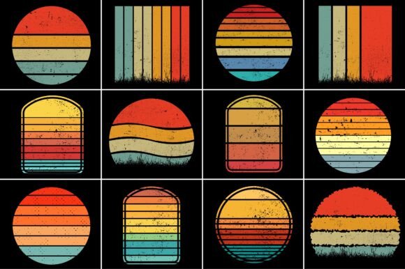 Download Vintage Retro Sunset T-Shirt Background - Set Collection
