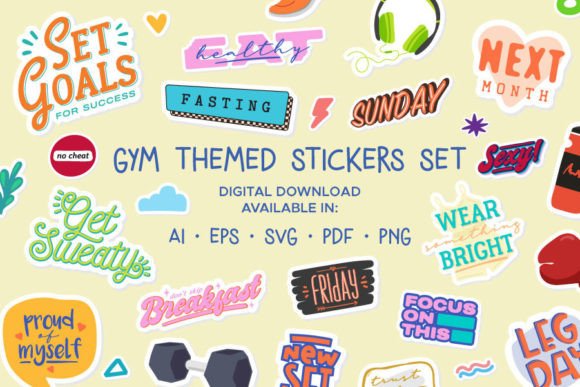 Download Gym Themed Digital Planner Stickers Set - Set Collection