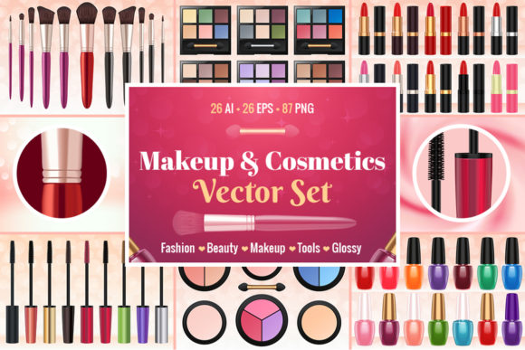 Download Makeup &amp; Cosmetics Vector Set - Set Collection