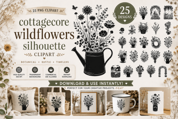 Download Cottagecore Wildflowers Silhouette - Eco Collection