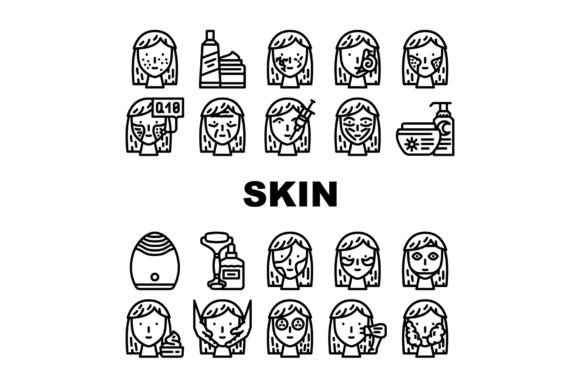 Download Facial Skin Care and Treatment Icons Set - Set Collection