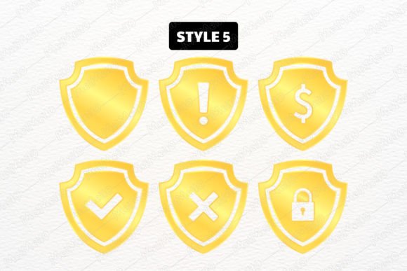 Download Gold Safety Shield Logo Guard Symbol Set - Set Collection