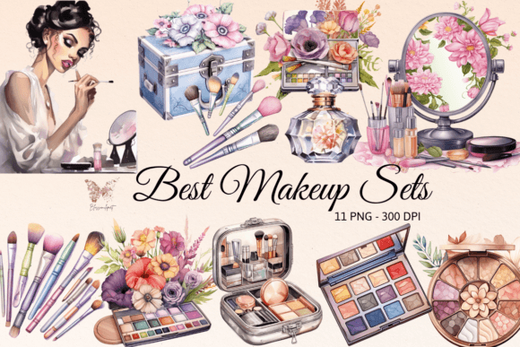 Download Best Makeup Sets Watercolor Cliparts - Set Collection