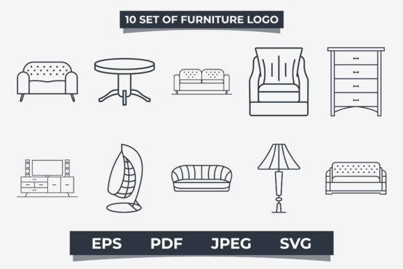 Download Set of Furniture Logo Line Art Style - Set Collection