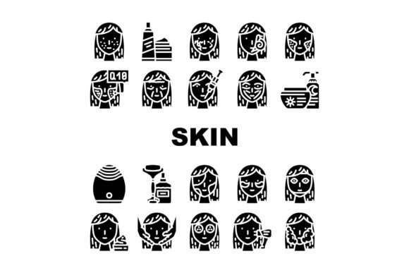 Download Facial Skin Care and Treatment Icons Set - Set Collection