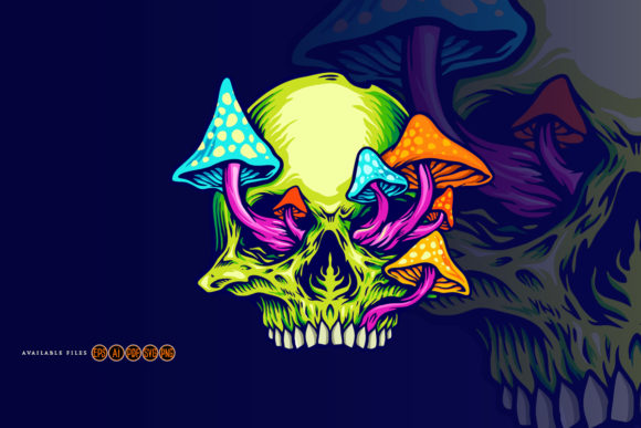 Download Trippy Mushroom Skull Logo Graphic - Skull logo Collection