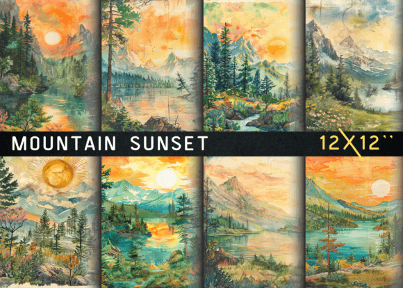 Download Mountain Sunset Junk Journal Page - Set Collection