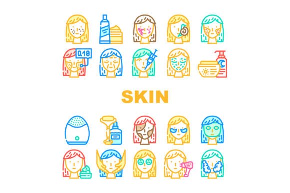 Download Facial Skin Care and Treatment Icons Set - Set Collection
